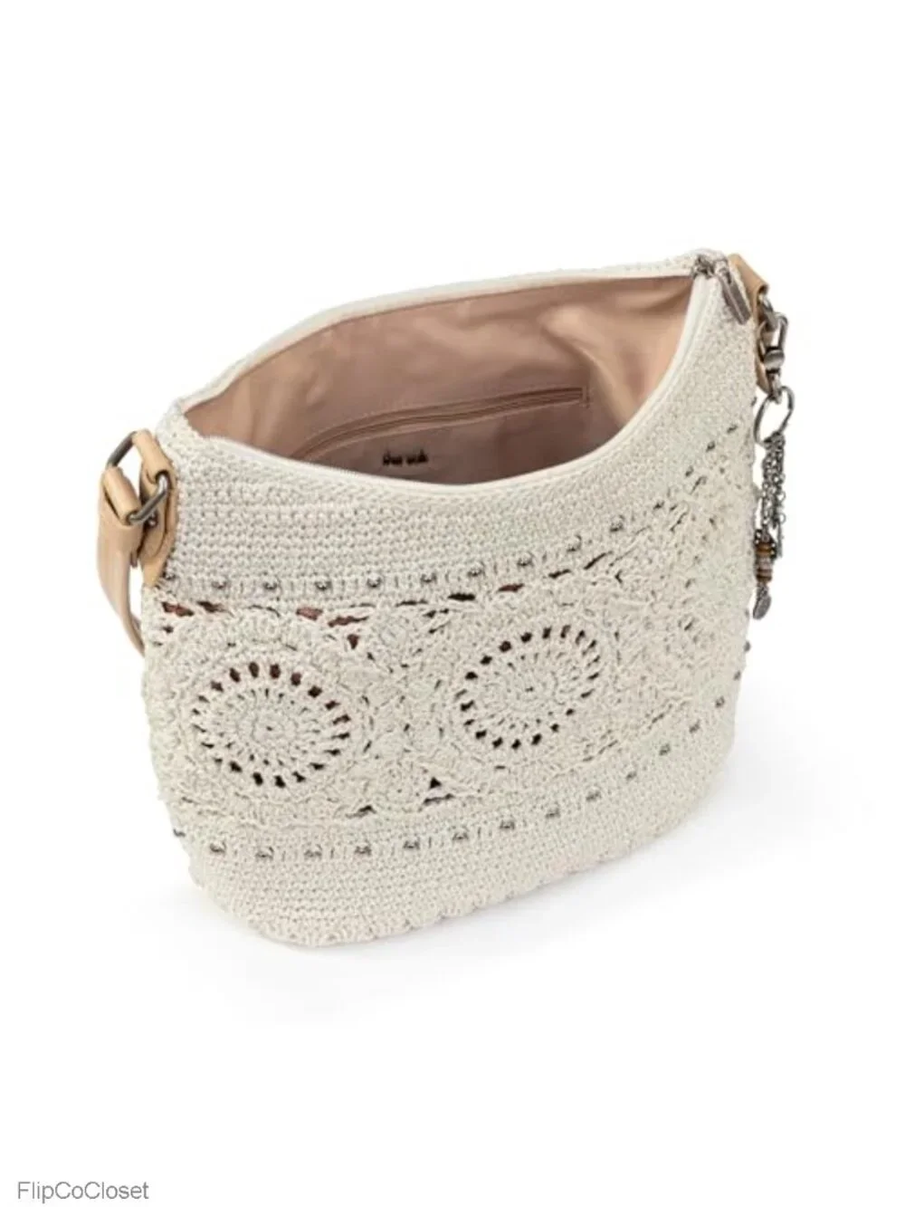 Hand Crochet Hobo Bag Large Shoulder Purse Vegan Lining Everyday Travel